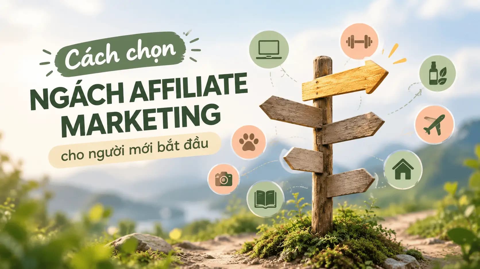 Biển chỉ đường nhiều hướng minh hoạ cách chọn ngách affiliate marketing cho người mới